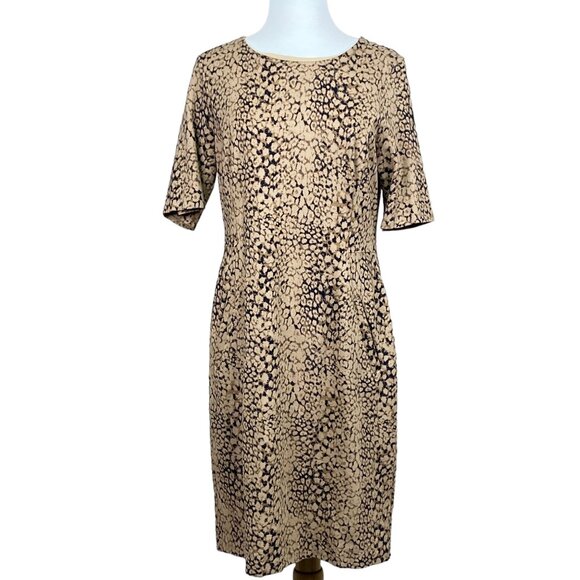 Lands' End Animal Print Dress Brown Size 12 - Picture 1 of 7